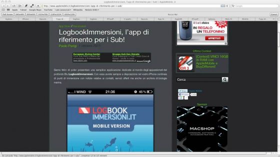 Grande successo per l'App per iPhone e iPad di logbookimmersioni.it 