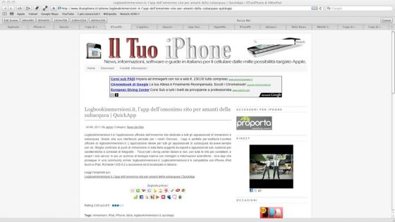 Grande successo per l'App per iPhone e iPad di logbookimmersioni.it 