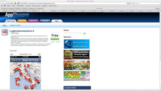 Grande successo per l'App per iPhone e iPad di logbookimmersioni.it 