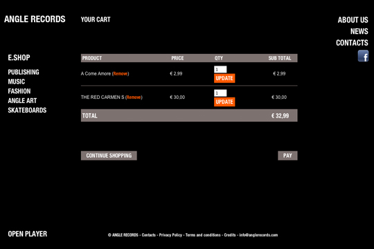 Sito di e-commerce Angle Records